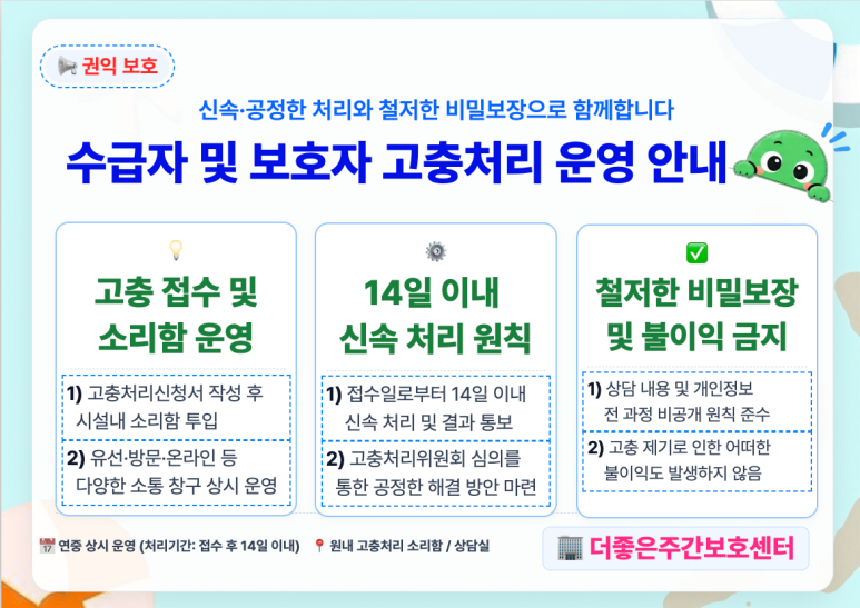 수급자 및 보호자 고충처리 운영 안내 1